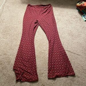 Nobo Maroon Pattern Flare Pants